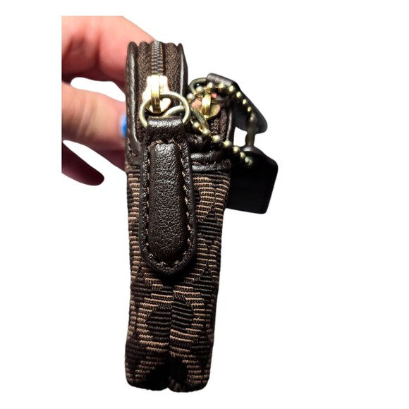 Coach Brown Signature Optic C‎ Double Zip  Wallet Pouch Clutch - Picture 4 of 9